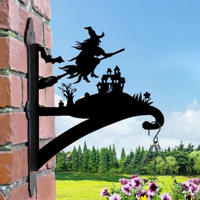 Witch and Haunted Castle Metal Hanging Bracket Plant Stand PS174