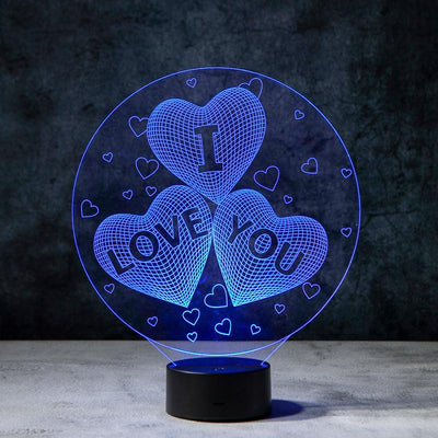 I Love You Heart 3D Illusion Lamp