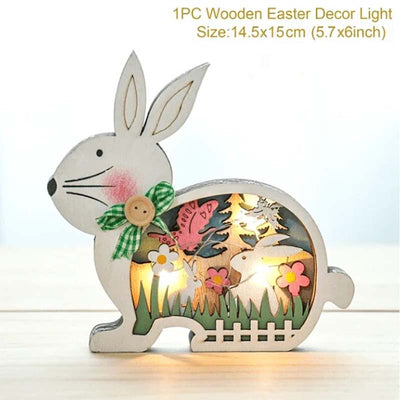 Wooden Easter Decor LED Light