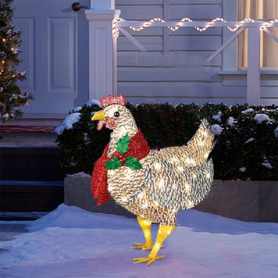 LAST DAY 40% OFF-Light-Up Chicken with Scarf Holiday Decoration