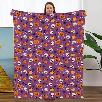 Pumpkin Skull - A517 - Halloween Premium Blanket