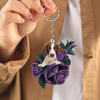 English Springer Spaniel In Purple Rose Acrylic Keychain PR114