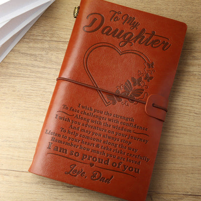 Dad To Daughter -I am So Proud of You - Engraved Leather Journal Notebook