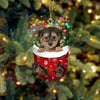 Yorkipoo In Snow Pocket Christmas Ornament SP015