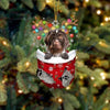 German Wirehaired Pointer In Snow Pocket Christmas Ornament SP245