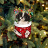 Japanese Chin In Snow Pocket Christmas Ornament SP256