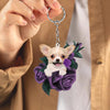 Chihuahua In Purple Rose Acrylic Keychain PR007