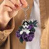 Husky In Purple Rose Acrylic Keychain PR027