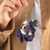 Clumber Spaniel In Purple Rose Acrylic Keychain PR099