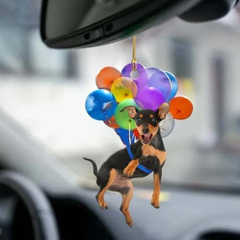 Miniature Pinscher Fly With Bubbles Car Hanging Ornament BC021