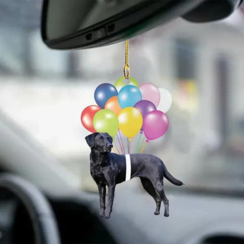 Black Labrador Fly With Bubbles Car Hanging Ornament BC054