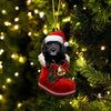 Black Goldendoodle In Santa Boot Christmas Hanging Ornament SB020
