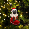 Pug In Santa Boot Christmas Hanging Ornament SB027