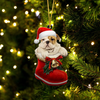 Bulldog In Santa Boot Christmas Hanging Ornament SB041