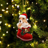 Pitbull In Santa Boot Christmas Hanging Ornament SB089