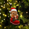 Poodle In Santa Boot Christmas Hanging Ornament SB090