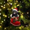 Pug Color Black In Santa Boot Christmas Hanging Ornament SB144