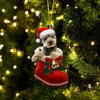 Pumi Dog In Santa Boot Christmas Hanging Ornament SB149