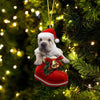 Shar Pei Terrie In Santa Boot Christmas Hanging Ornament SB163