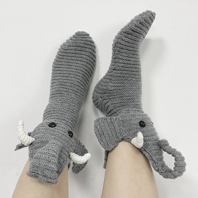 Novelty Knitted Warm Elephant Floor Socks for Men and Women