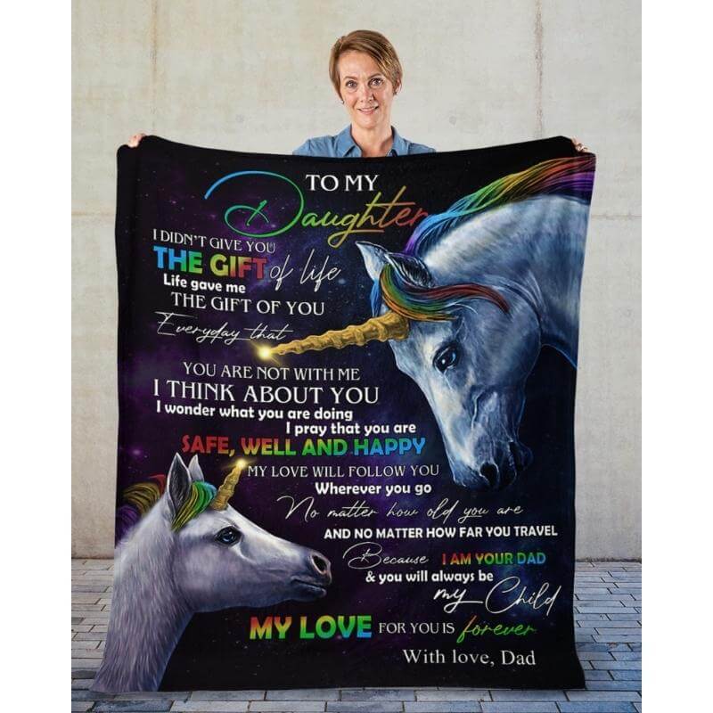 To My Daughter - From Dad - UnicornBlanket - A318 - Premium Blanket