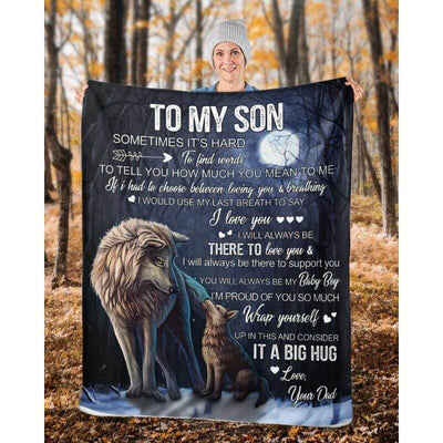 To My Son - From Dad - Wolfblanket - A323 - Premium Blanket
